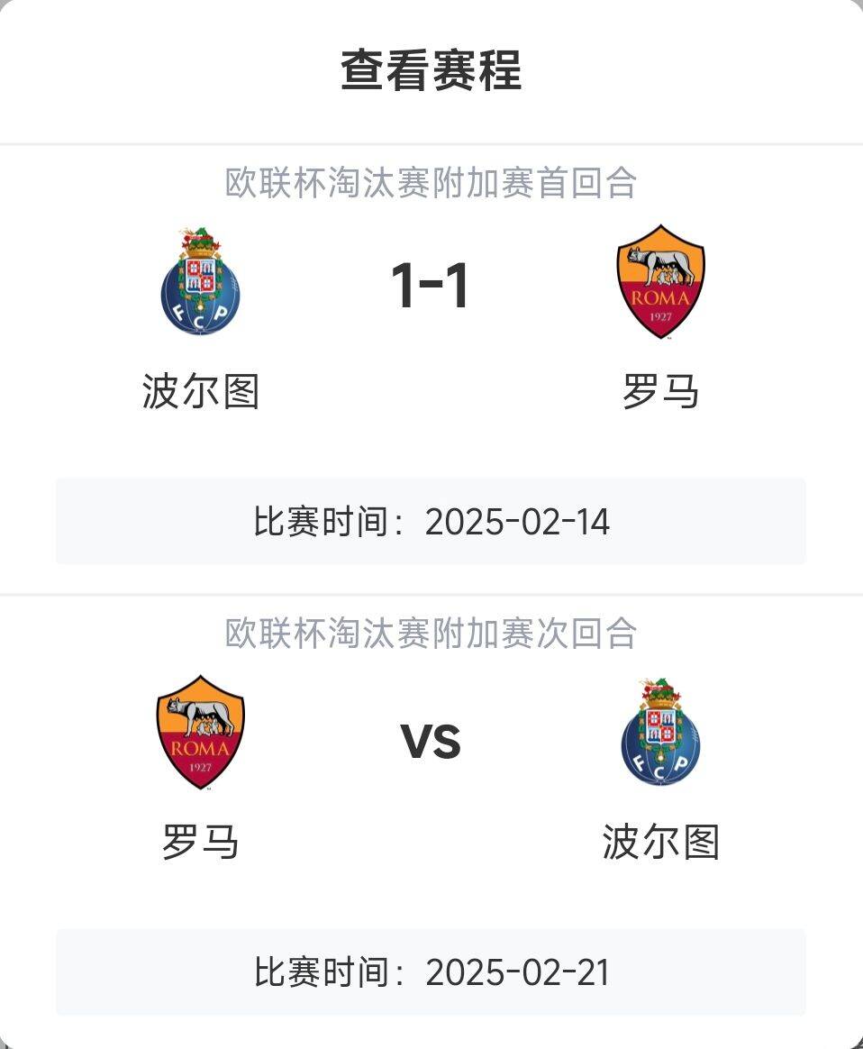  羅馬頂得住嗎？意甲歐戰8隊3隊直通4隊出局，羅馬首回合1-1波爾圖