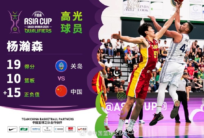  8中7拿到19分9籃板！楊瀚森當選中國男籃VS關(guān)島高光球員