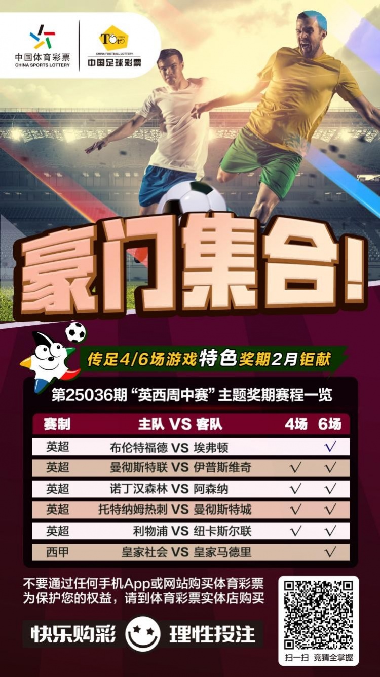  豪門(mén)集合！傳足特色獎期第25036期聚焦英西周中賽