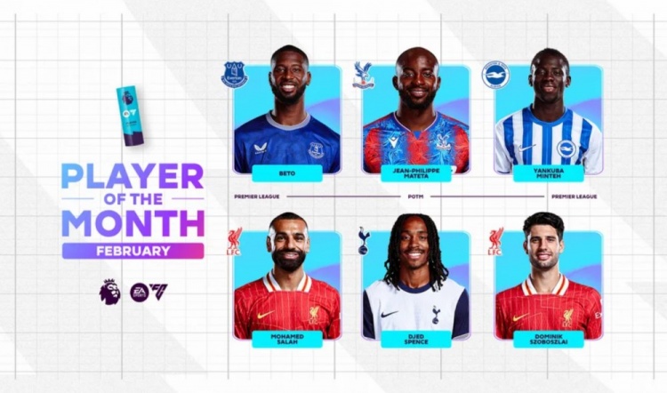  英超2月最佳候選：貝托、馬特塔、明特、薩拉赫、斯賓塞、索博