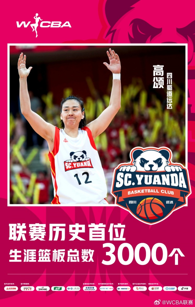  十八載鑄就傳奇！WCBA官方：高頌榮膺聯(lián)賽歷史首位籃板達3000球員